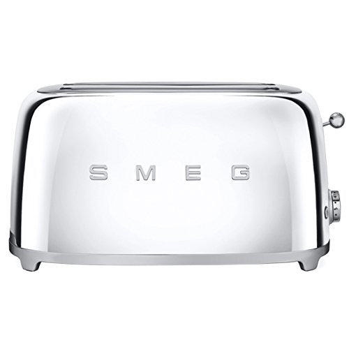Smeg 4 rebanadas Tostadora Retro 50's acero pulido extra ancho/bagel (cromado/2 años de garantía)