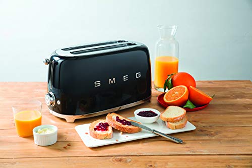 Smeg TSF02BLUK - Tostador (4 rebanada(s), Negro, Acero, 1500 W, 220-240 V, 50-60 Hz)