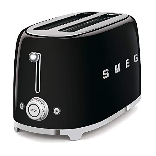 Smeg TSF02BLUK - Tostador (4 rebanada(s), Negro, Acero, 1500 W, 220-240 V, 50-60 Hz)