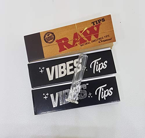 Smokers Rolling caja de cigarrillos Set – Kit de cesta para fumar – 4 piezas molinillo de hierbas, 3 papeles de tamaño King Vibes y 1 punta de cristal + más artículos de regalo crudos