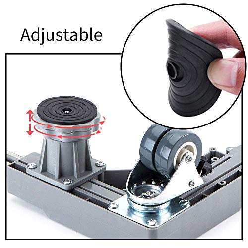 SMONTER - Soporte móvil universal ajustable para secadora, lavadora y refrigerador, 4 ruedas + 4 pies, gris