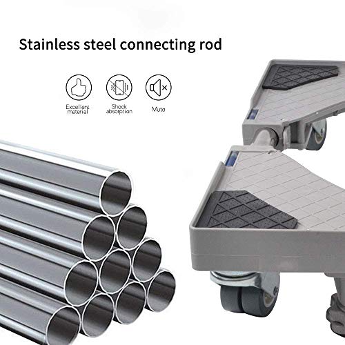 SMONTER - Soporte móvil universal ajustable para secadora, lavadora y refrigerador, 4 ruedas + 4 pies, gris