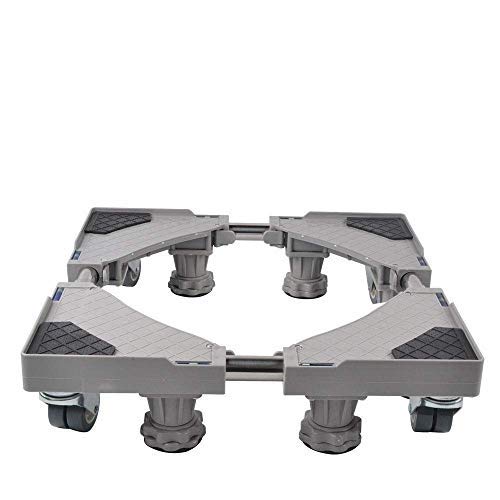 SMONTER - Soporte móvil universal ajustable para secadora, lavadora y refrigerador, 4 ruedas + 4 pies, gris
