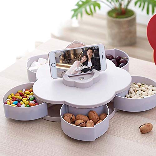 SMXGF Creativa Rejilla Placa de la Fruta Fruta Seca Placa bocados del alimento de la Sala de Frutas Caja de Almacenamiento de la Caja del Caramelo (Color : Pink)