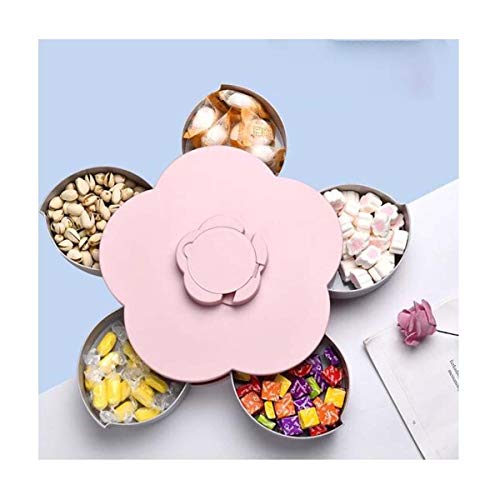 SMXGF Creativa Rejilla Placa de la Fruta Fruta Seca Placa bocados del alimento de la Sala de Frutas Caja de Almacenamiento de la Caja del Caramelo (Color : Pink)