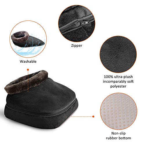 Snailax 3-en-1 masajeador de pies con calefacción y vibración, masaje de espalda con calor, almohadilla térmica y 5 modos de masaje, calentadores de pies, alivio del dolor SL522V-ES