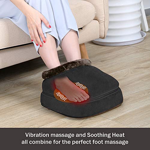 Snailax 3-en-1 masajeador de pies con calefacción y vibración, masaje de espalda con calor, almohadilla térmica y 5 modos de masaje, calentadores de pies, alivio del dolor SL522V-ES