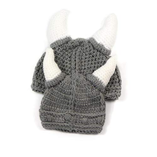 Snner Los Niños Pequeños De Viking Gorro De Lana Hechos A Mano Beanie De Toro Casquillo Que Hace Punto Wrap para Niños Niñas