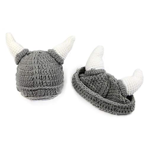 Snner Los Niños Pequeños De Viking Gorro De Lana Hechos A Mano Beanie De Toro Casquillo Que Hace Punto Wrap para Niños Niñas