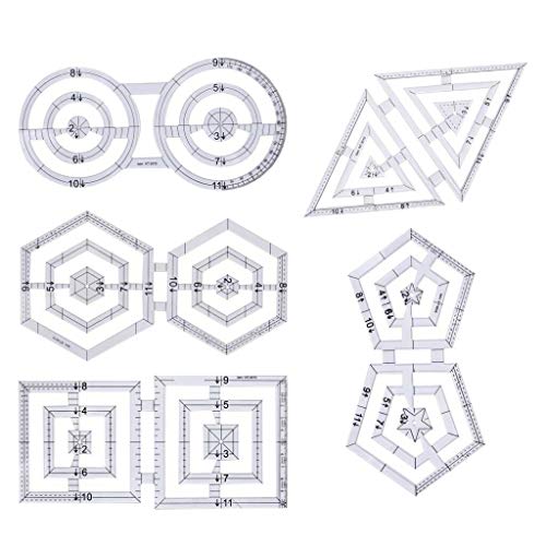 SNOWINSPRING 5Pcs AcríLico Claro Doble Regla EdredóN Hecho a Mano Plantillas Patchwork Regla Regla Herramienta