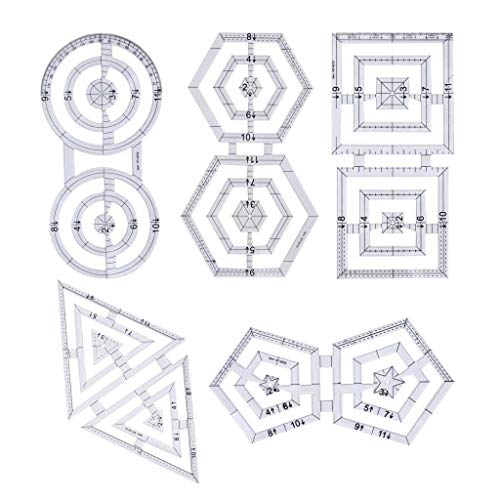 SNOWINSPRING 5Pcs AcríLico Claro Doble Regla EdredóN Hecho a Mano Plantillas Patchwork Regla Regla Herramienta