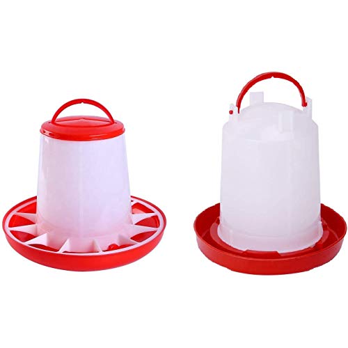 SNOWINSPRING Kit de Comedero y Bebedero para Pollitos para Aves de Corral Fuente para hasta 12 Pollitos, Asador FáCil de Limpiar, Muy PráCtico para Gallinero