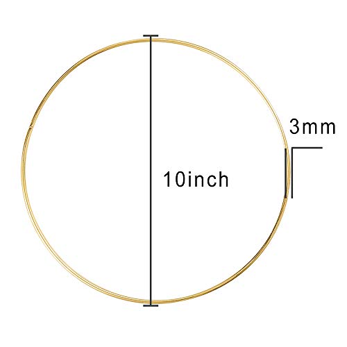 Sntieecr 10 unidades de aros de metal grandes de 25 cm con diseño de flores y macramé, anillos de aro de oro para decoración de corona de Navidad, boda, atrapasueños y macramé para colgar en la pared