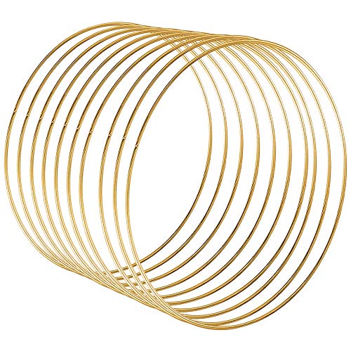 Sntieecr 10 unidades de aros de metal grandes de 25 cm con diseño de flores y macramé, anillos de aro de oro para decoración de corona de Navidad, boda, atrapasueños y macramé para colgar en la pared