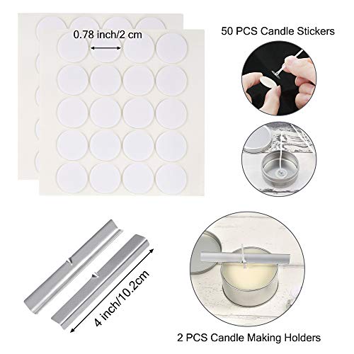 Sntieecr 111 piezas kit para hacer velas, herramientas para manualidades con 8 colores de tinte de vela, maceta para verter, 50 mechas de vela, 50 mechas de vela y 2 soportes para mechas de vela.