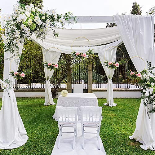 Sntieecr 5 unidades de 35 cm de largo metal floral corona de aros de macramé oro anillos de aro para bricolaje boda corona decoración, atrapasueños y macramé para colgar en la pared manualidades