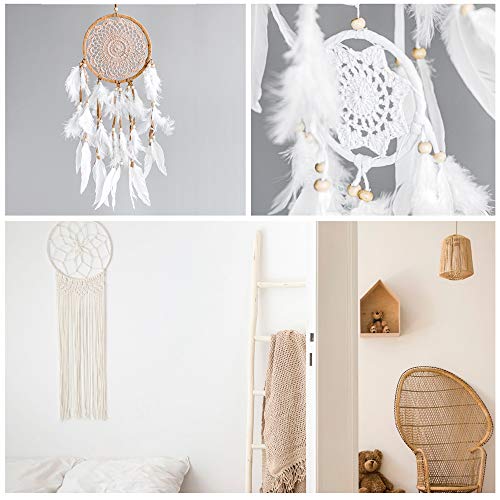 Sntieecr 8 Anillos de bambú con diseño Floral de macramé de Madera, diseño de atrapasueños, Juego de aro para Manualidades de Boda y Manualidades (12cm/ 15cm/ 20cm/ 25cm)