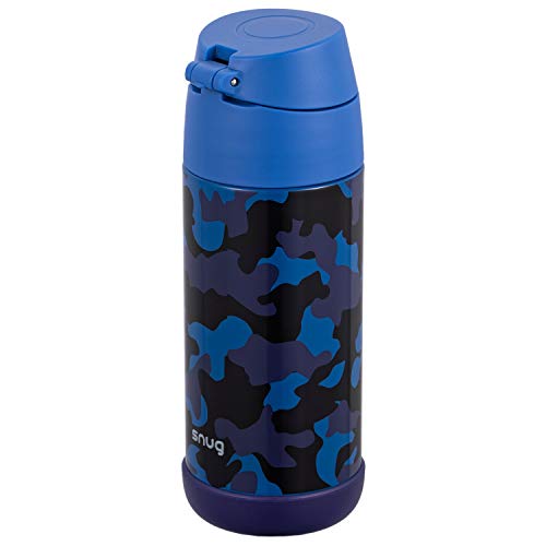 Snug - Termo para niños, botella para agua con aislamiento al vacío y pajita