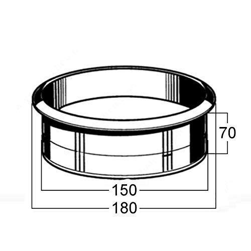 SO-TECH® Anillo de Entrada Acero Fino Cepillado Ø 180 mm Altura 70 mm para Instalación en Lavabos o Encimeras