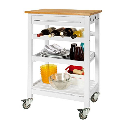 SoBuy® Carrito de servir, estantería de cocina, carrito de cocina móvil, FKW16-WN,ES