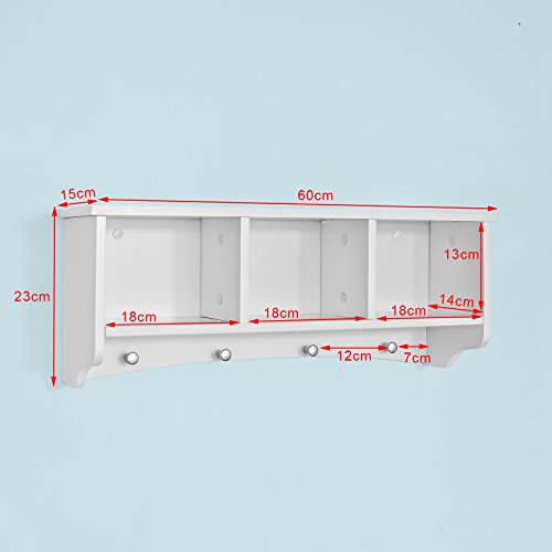 SoBuy® Estantes de Pared, Armario suspendido, Estanteria para trasteros, Blanco, FRG48-W, ES