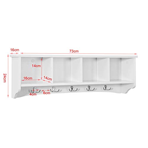 SoBuy Estantes de Pared de MDF, Armario Suspendido, Estanteria para Trasteros, FRG48-L-W, ES