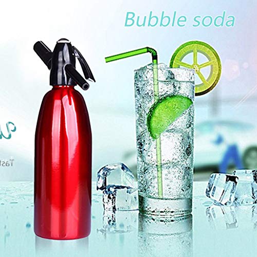 Soda Maker, Portátil Bebida Fría 1L Soda Sifón Carbonatadas Máquina De Burbujas De Agua DIY Cóctel De CO2 Sifón De Soda Fabricante De Herramientas De La Barra,Rojo