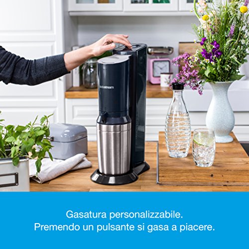 Sodastream Crystal Gasificador de agua, acero satinado, titanio, cilindro de gas no incluido