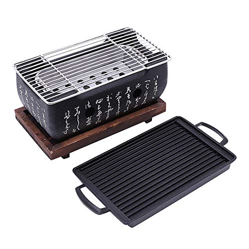 SODIAL 2-4 Personas Parrilla De Barbacoa Japonesa PortáTil Estufa De Barbacoa Comida Japonesa Estufa De CarbóN con Antiadherente Bandeja De Hornear