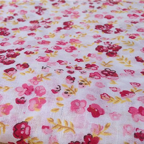 SODIAL 7Pcs 50cm * 50cm Tela estampada de floral pequeno liso de algodon para cosrura de tela Acolchado de almazuela Textiles bricolaje hechos a mano (Rojo)