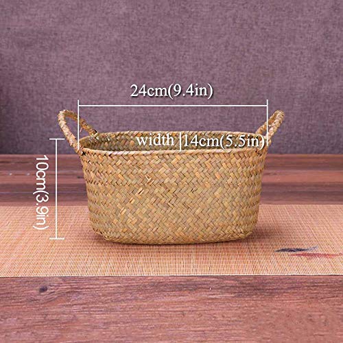 SODIAL Cesta de Almacenamiento de Tejido de Mimbre para La Cocina Plato de Frutas Hechas A Mano Picnic Comida Hogaza Pan Miscelánea Contenedor de Neatening Caja Peque？o