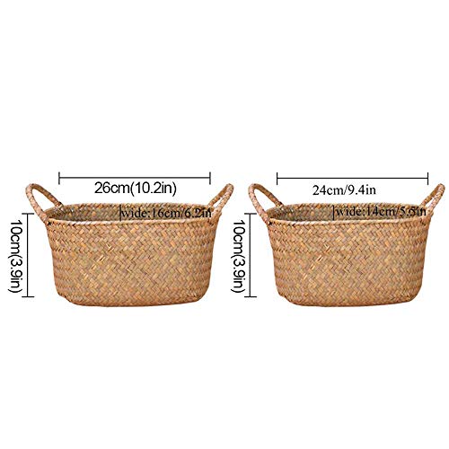 SODIAL Cesta de Almacenamiento de Tejido de Mimbre para La Cocina Plato de Frutas Hechas A Mano Picnic Comida Hogaza Pan Miscelánea Contenedor de Neatening Caja Peque？o