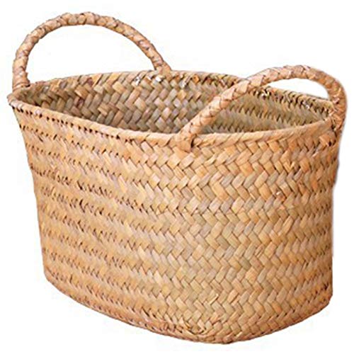 SODIAL Cesta de Almacenamiento de Tejido de Mimbre para La Cocina Plato de Frutas Hechas A Mano Picnic Comida Hogaza Pan Miscelánea Contenedor de Neatening Caja Peque？o