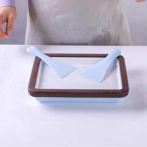 SODIAL MáQuina para Hacer Helado Enrollada SartéN Anti-Plancha Rectangular con 2 EspáTulas para una SartéN de Yogur de Hielo Frito Casera Saludable
