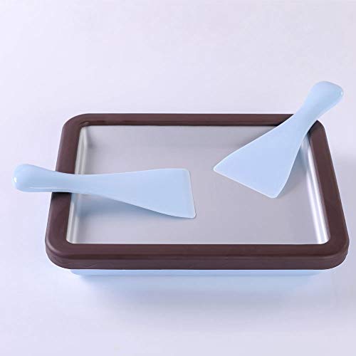 SODIAL MáQuina para Hacer Helado Enrollada SartéN Anti-Plancha Rectangular con 2 EspáTulas para una SartéN de Yogur de Hielo Frito Casera Saludable