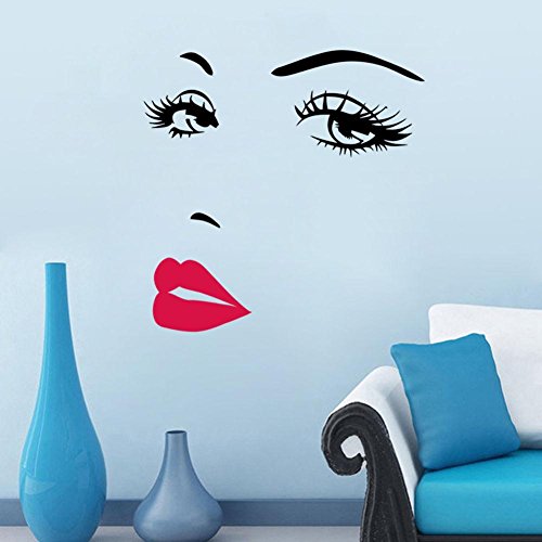 SODIAL Pegatina de Pared Decoracion de casa de Vinilo Figura de Labios Rojos de Belleza Calcomania de Patron Pintado