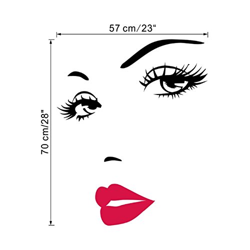 SODIAL Pegatina de Pared Decoracion de casa de Vinilo Figura de Labios Rojos de Belleza Calcomania de Patron Pintado
