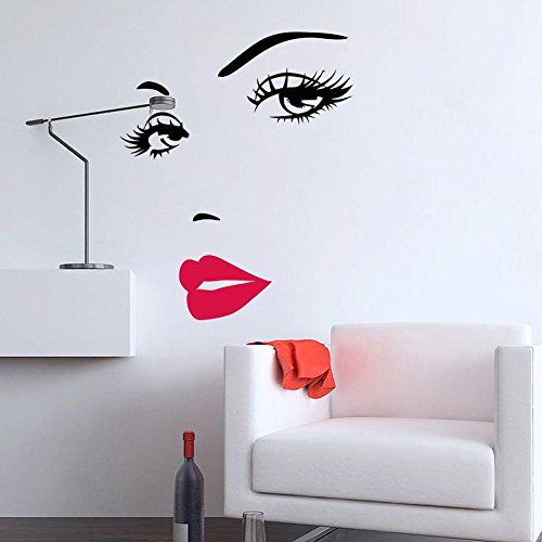 SODIAL Pegatina de Pared Decoracion de casa de Vinilo Figura de Labios Rojos de Belleza Calcomania de Patron Pintado
