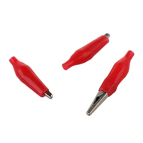 SODIAL (R) 20 piezas Negro y rojo Plastico suave Revestido Prueba de la sonda de prueba de cocodrilo
