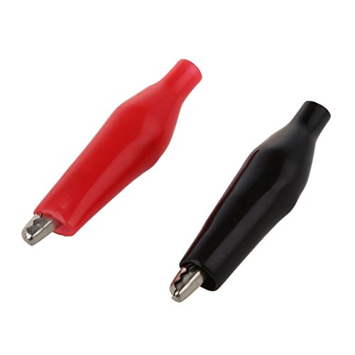SODIAL (R) 20 piezas Negro y rojo Plastico suave Revestido Prueba de la sonda de prueba de cocodrilo