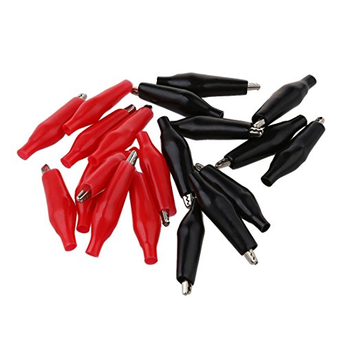 SODIAL (R) 20 piezas Negro y rojo Plastico suave Revestido Prueba de la sonda de prueba de cocodrilo