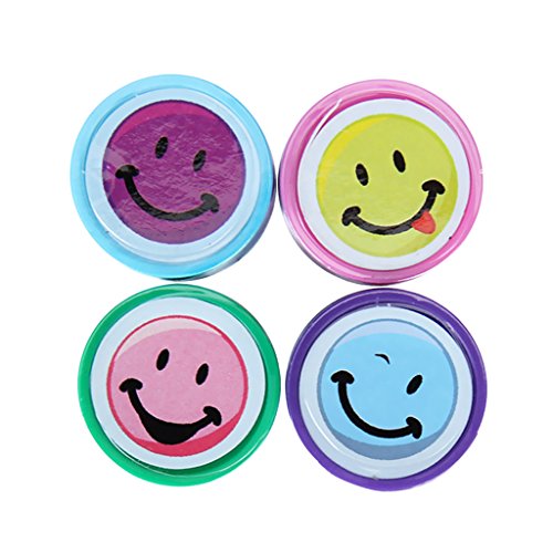 SODIAL(R) 4pcs Tinta de Stamper Arte Artesania Sellos de Sonrientes Caras