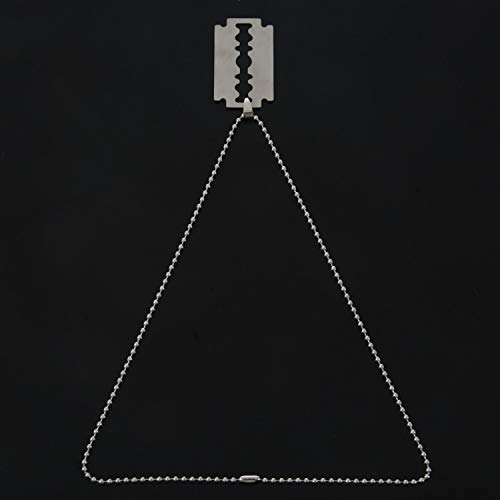 SODIAL(R) Hombres Collar de Cadena de colgante de cuchilla de afeitadora de acero inoxidable Plata