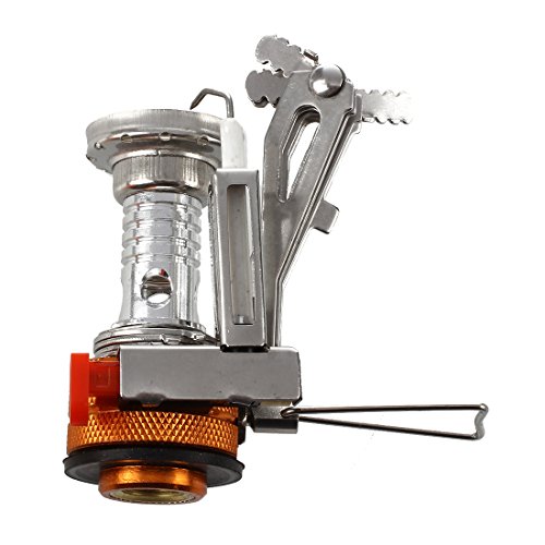 SODIAL(R) Hornillo Cocina Estufa Metal Gas Camping Portatil Naranja Plata