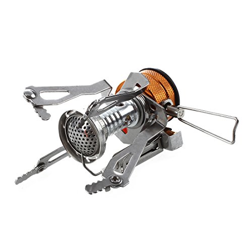 SODIAL(R) Hornillo Cocina Estufa Metal Gas Camping Portatil Naranja Plata
