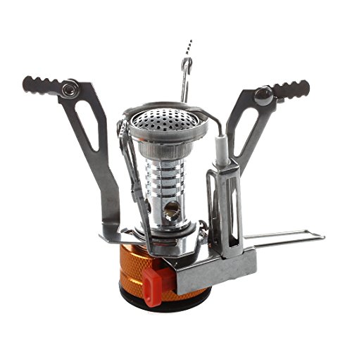 SODIAL(R) Hornillo Cocina Estufa Metal Gas Camping Portatil Naranja Plata