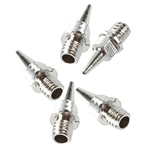 SODIAL(R) Reemplazo de boquilla de acero inoxidable 0.2mm para Aerografo 5Pcs