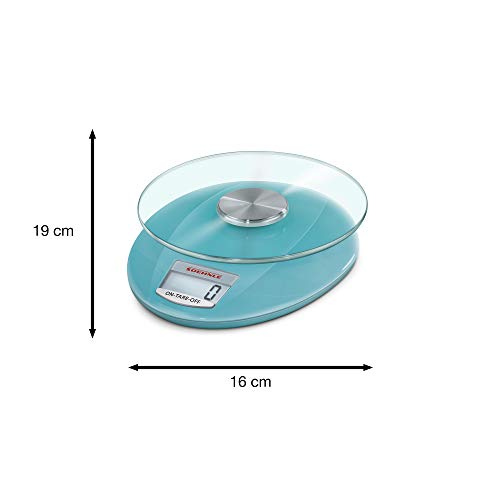 Soehnle 7084-Bascula Digital de Cocina Roma, Capacidad de Carga 5 kg, Color Azul Cielo, Vidrio, De plástico