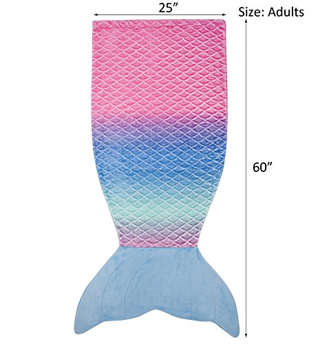 softan Manta de Cola de Sirena para Adultos, Tela de Franela Suave, Saco de Dormir para Todas Las Temporadas,63x152cm,Arco Iris