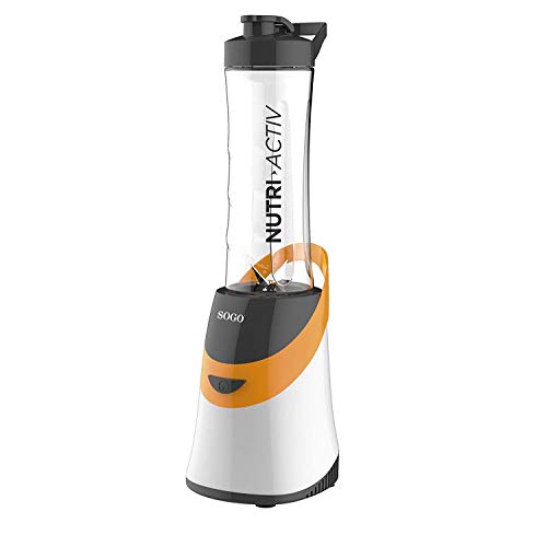 SOGO SS-5515-O Máquina de Hacer Batidos Nutri Activ 350W. Incluye Jarra portátil, Libre de BPA de 0.6L. Batidora de Smoothies Color: Naranja